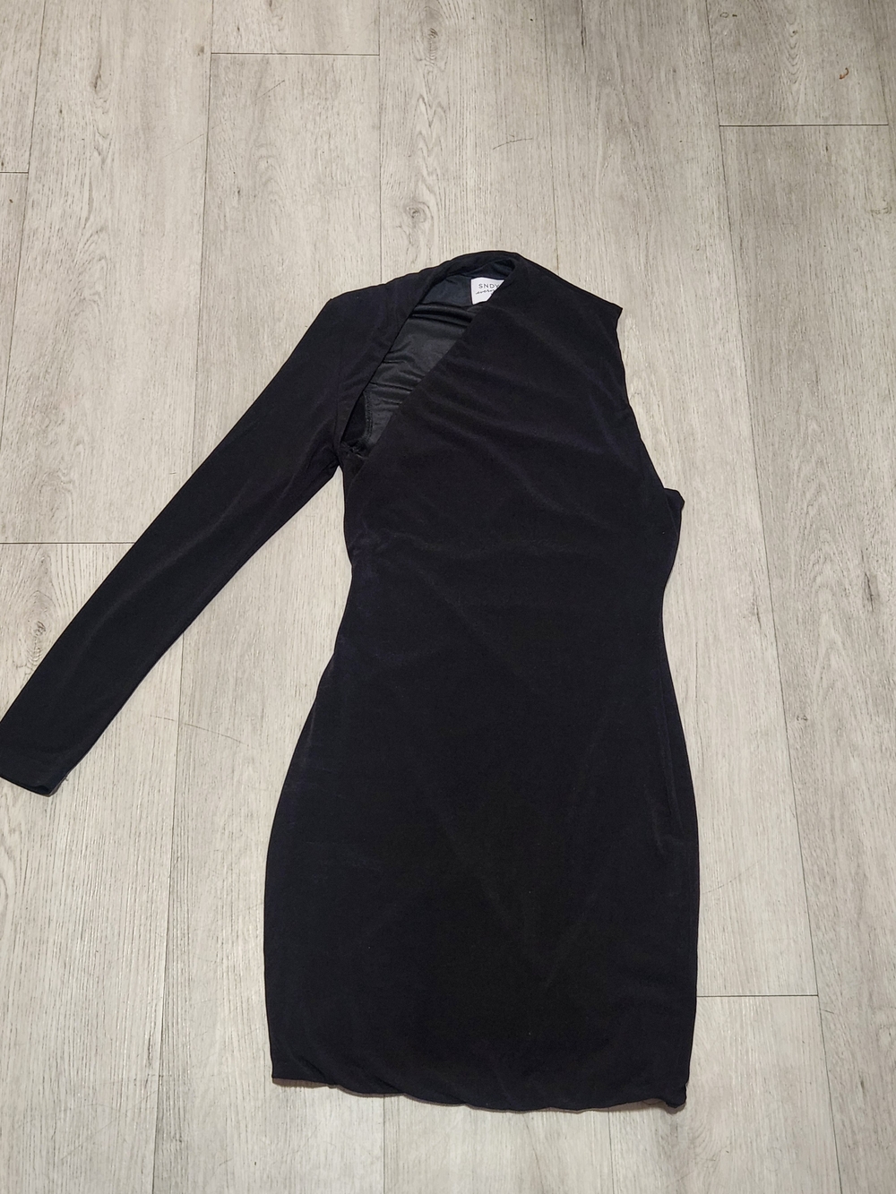 SNDYS Black One Shoulder Cutout Bodycon Mini Dress 4